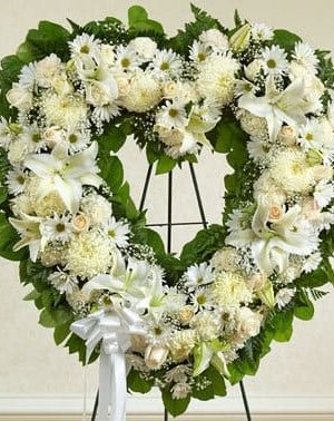Forever Cherished Floral Heart Tribute - White