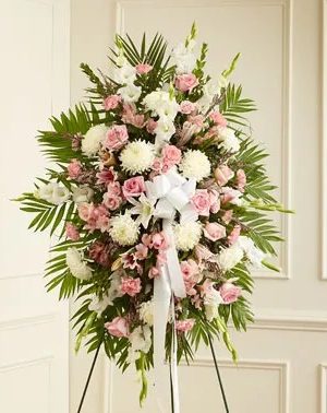 Profound Sympathies Standing Spray - Pink & White