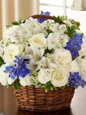 Peace, Love & Hope Basket - Blue & White