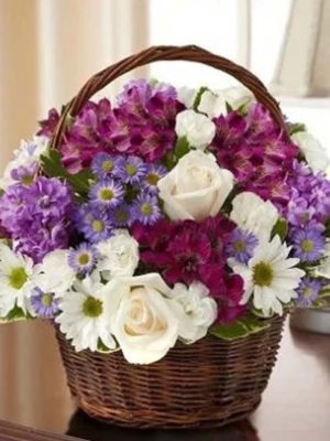 Peace, Love & Hope Basket - Lavender & White