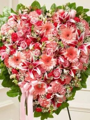 Sympathy & Support Flower Heart - Pink