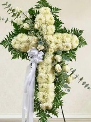 Peace & Love Standing Cross - White