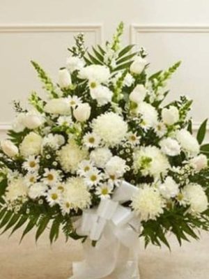 Touching Tribute Floor Basket - White