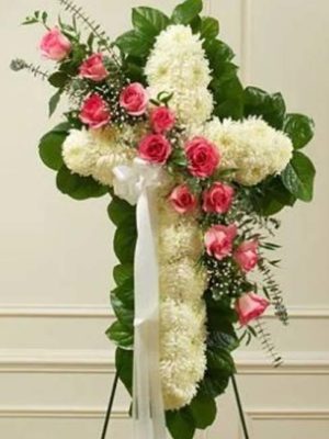 Peace & Love Standing Cross - Pink