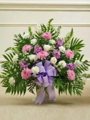 Touching Tribute Floor Basket - Lavender & White