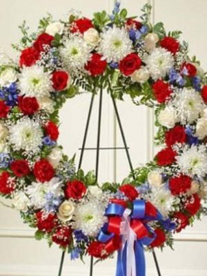 Serene Sympathies Standing Wreath - Red, White & Blue