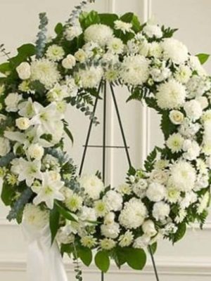 Serene Sympathies Standing Wreath - White