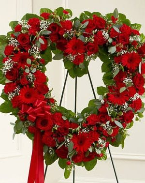 Forever Cherished Floral Heart Tribute - Red